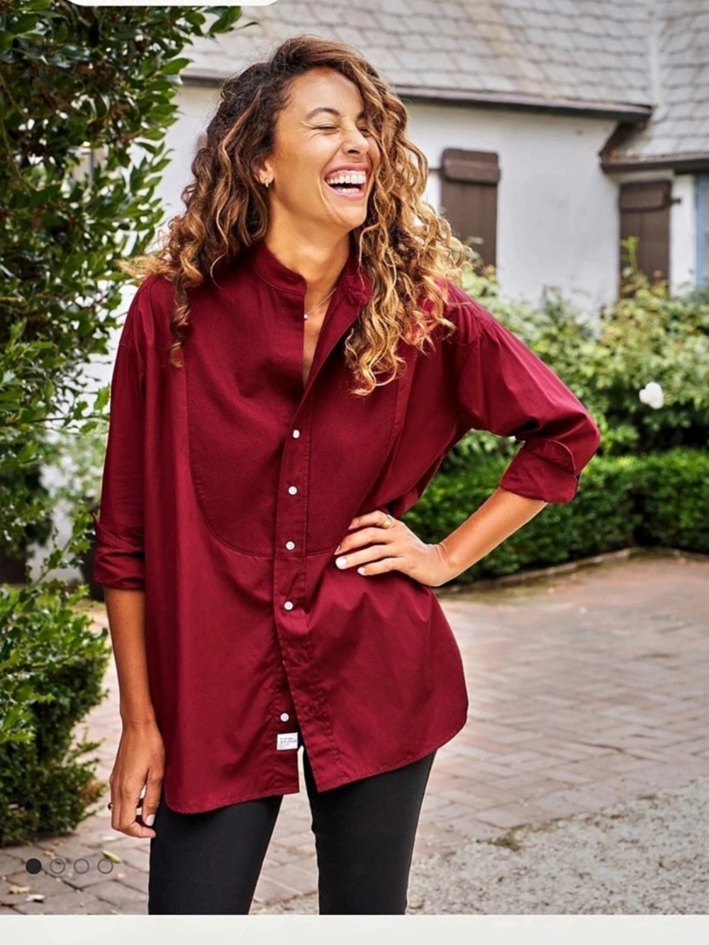 Frank & Eileen Tuxedo Cotton Button Down Shirt in Red Size Medium